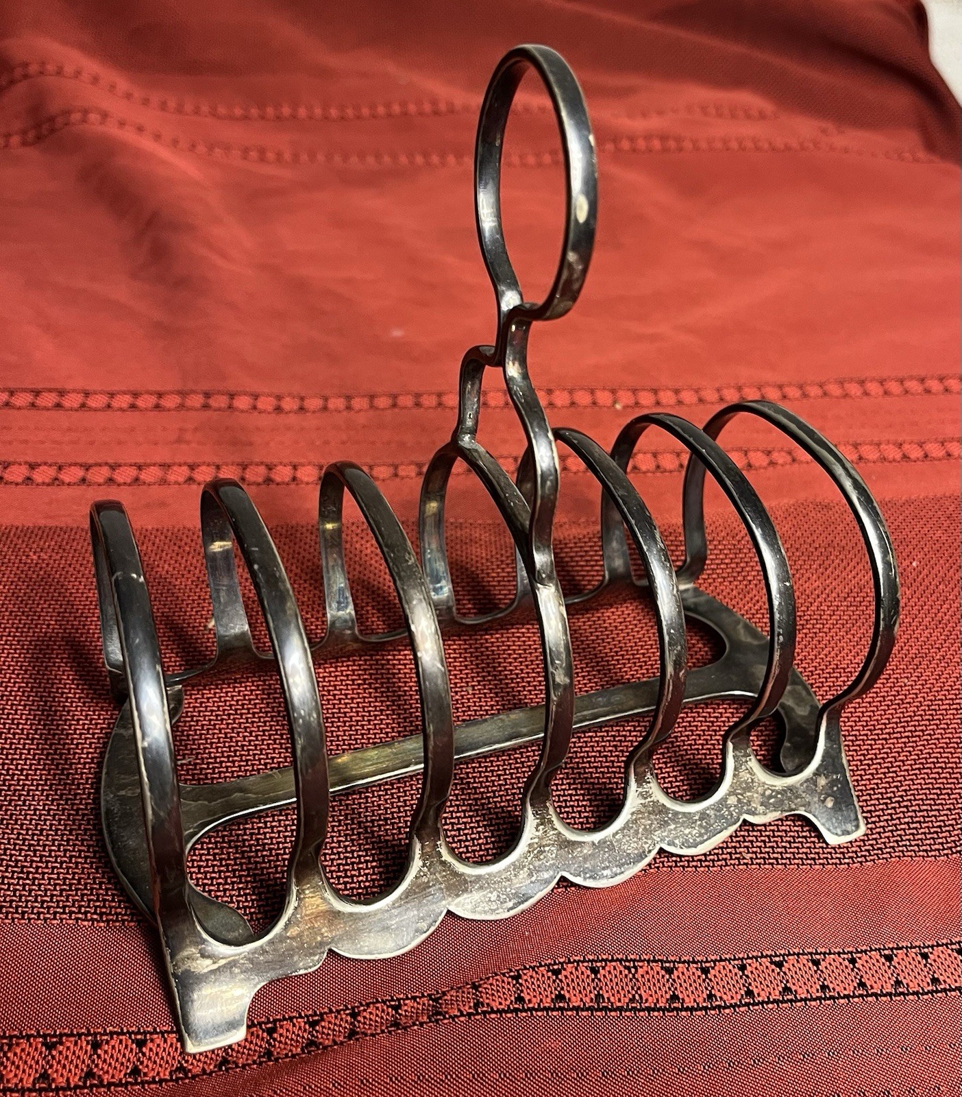 Antique Silverplate Toast Rack Letter Holder Victorian 6 Slot HALLMARKS EP 6529