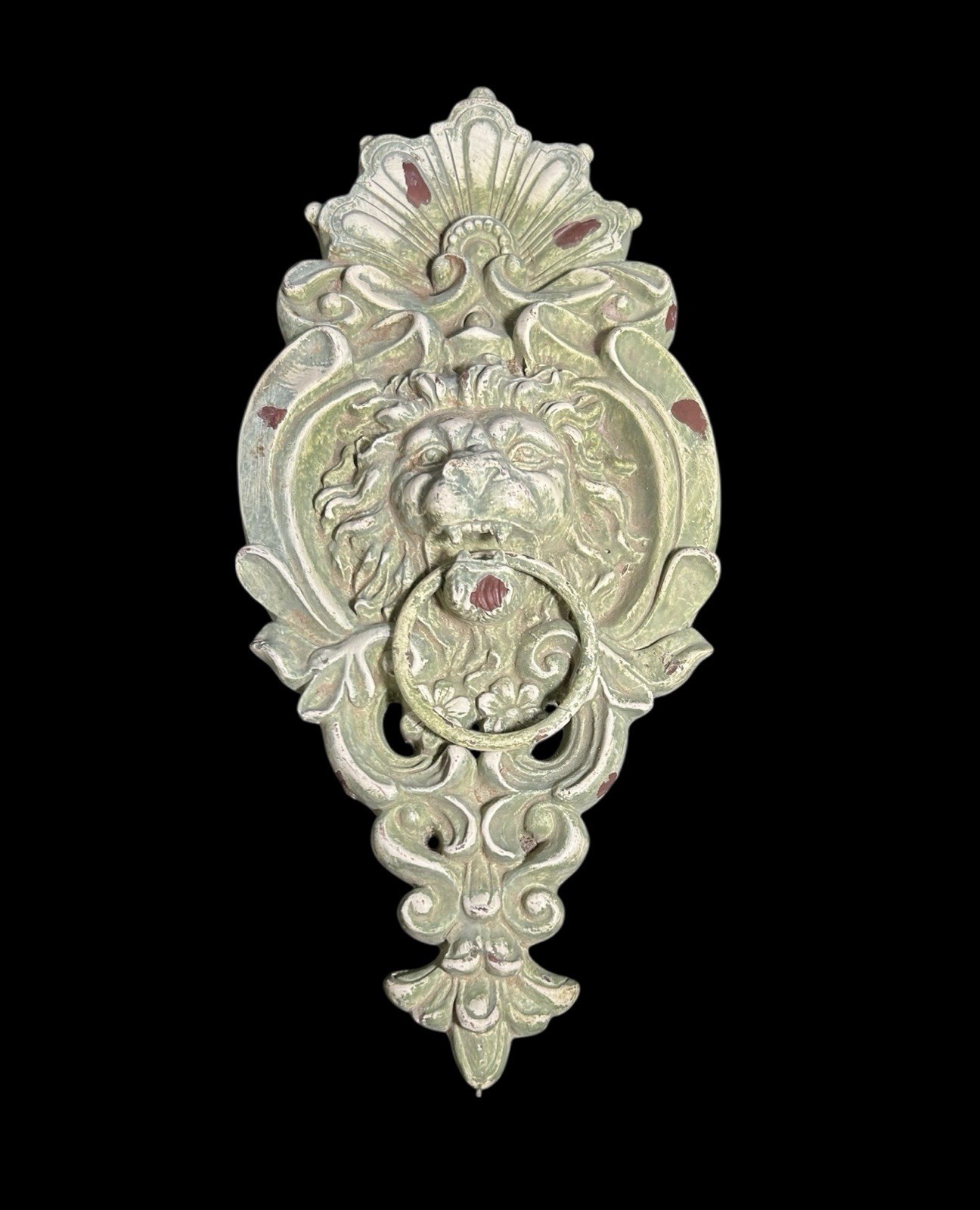 Vtg Decorative Lion Door Knocker Wall Decor Italian Baroque Plaster Composite