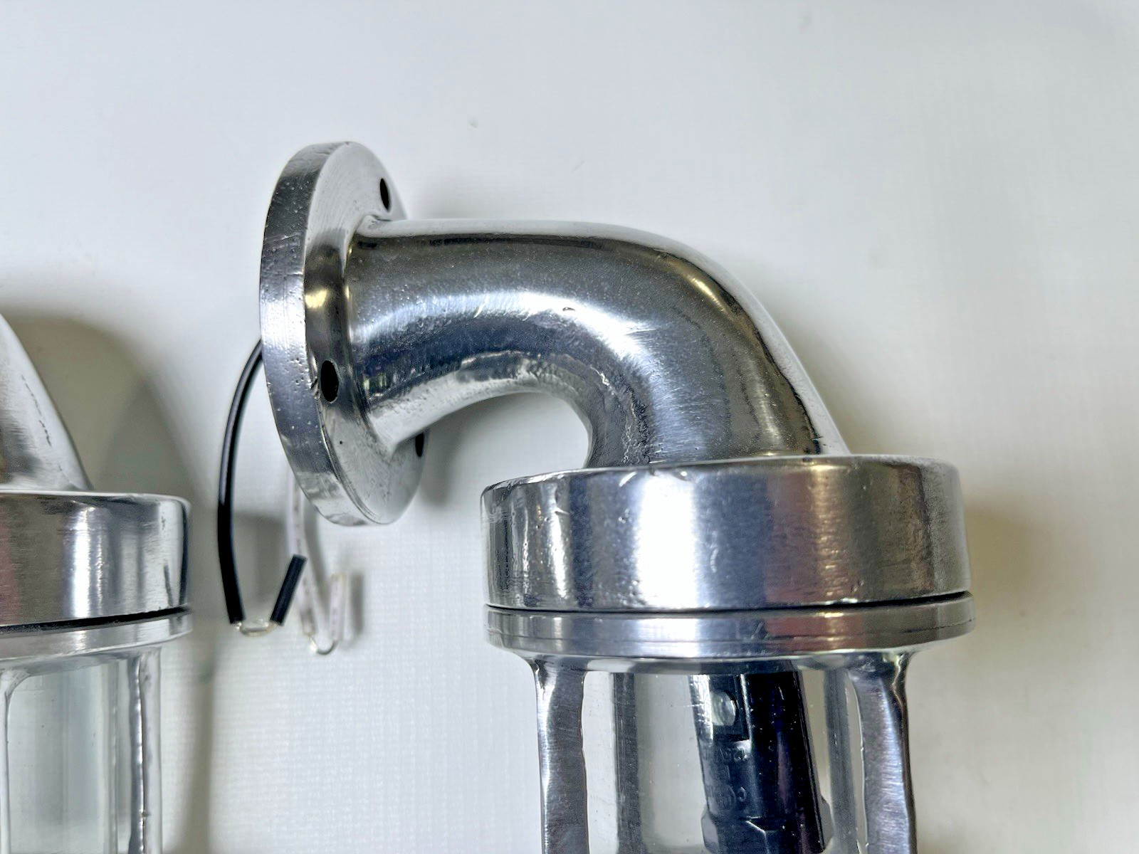 Nautical Solid Aluminium Swan Neck 90 Degree Wall Light Lot of 2 125V