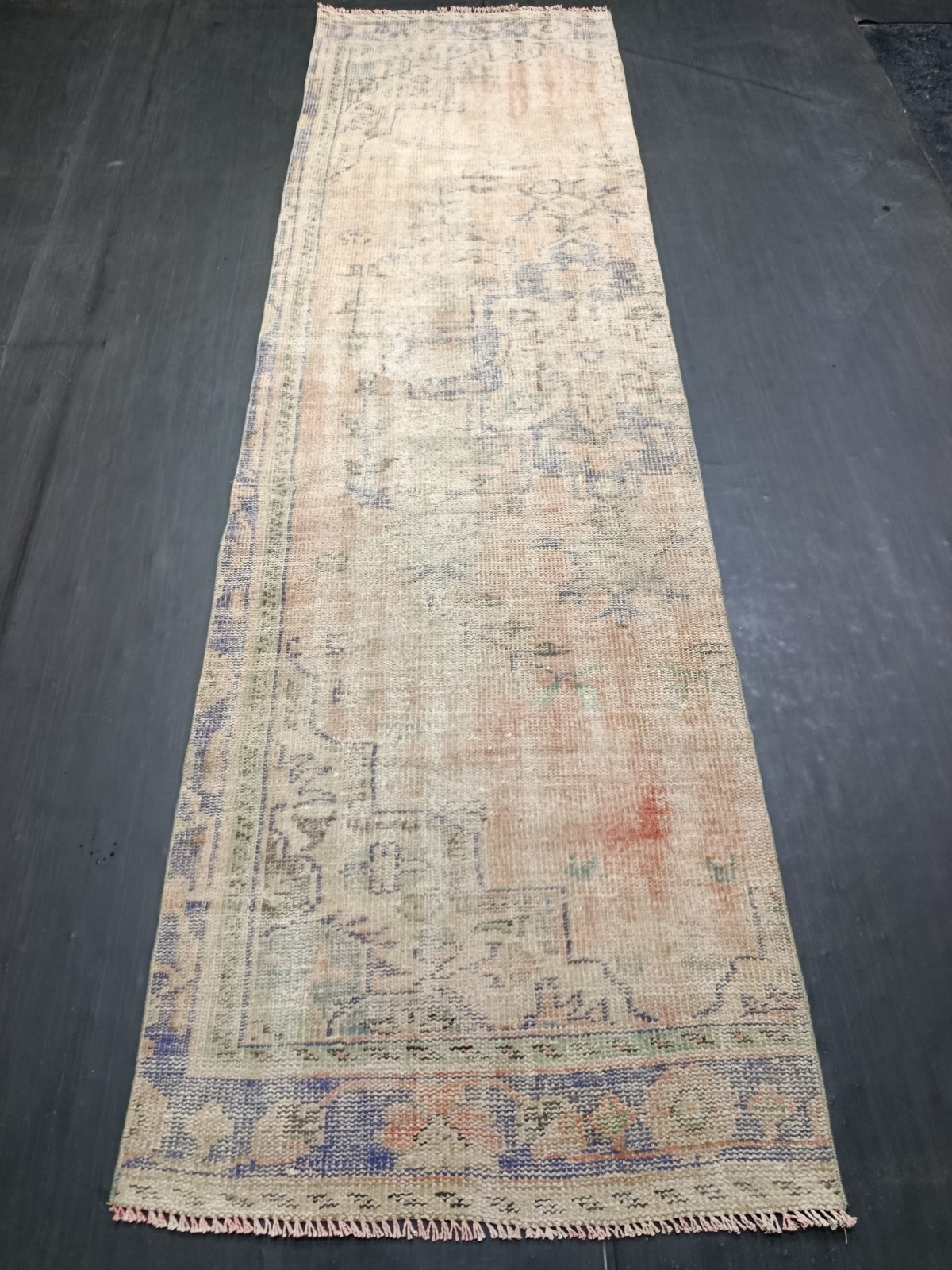 Red Antique Oriental Handmade Runner, 2.6x9ft, Red Faded Entryway Runner Rug