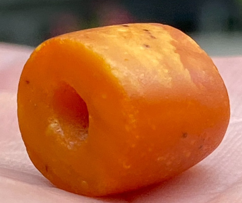 RARE ANTIQUE TIBETAN NATURAL AMBER BEAD – BEAUTIFUL WORN PATINA!