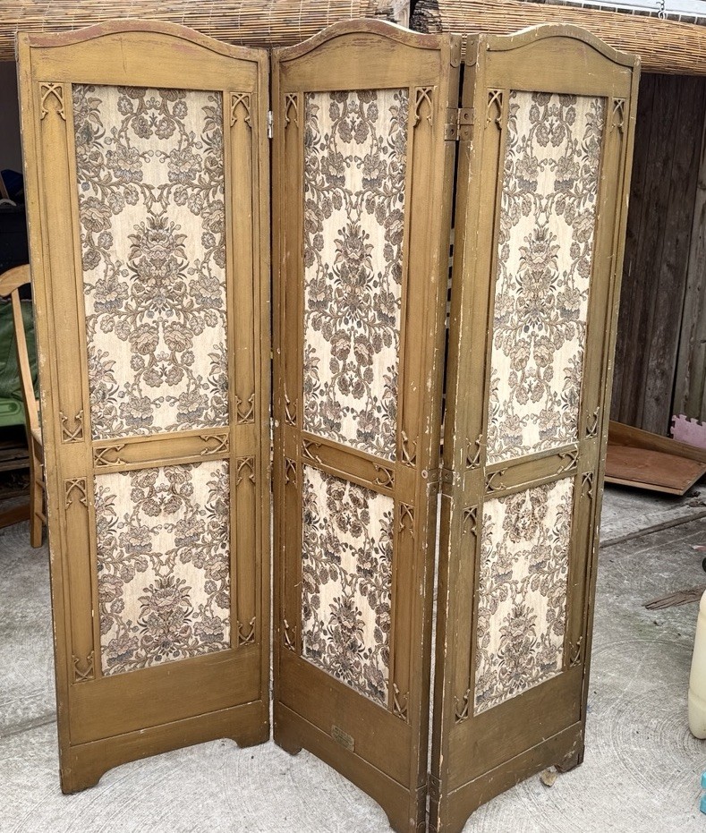 Antique 1925 Weber Funeral Home Mortuary Folding Truck Bier Casket Screen