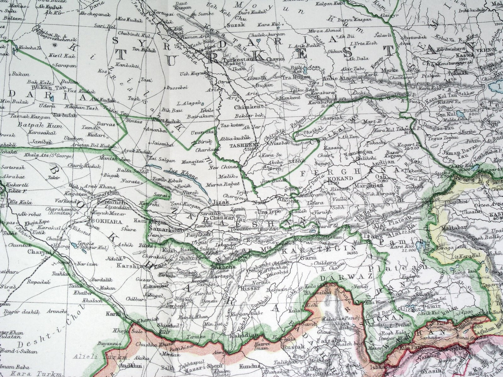 1908 ANTIQUE MAP OF KAZAKHSTAN IRAN PERSIA AFGHANISTAN INDIA CHINA TURKESTAN