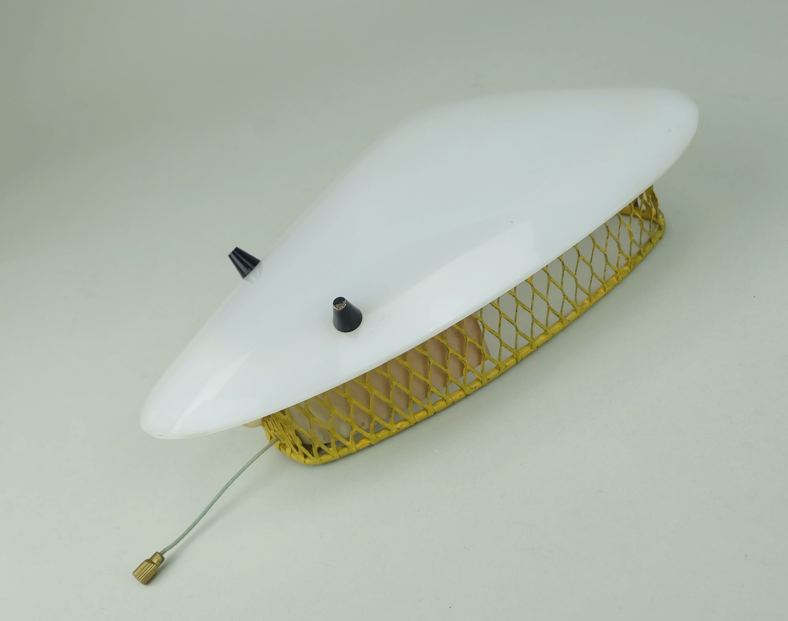very beautiful 1950s SCONCE tele ambiance metal mesh with white acrylic shade