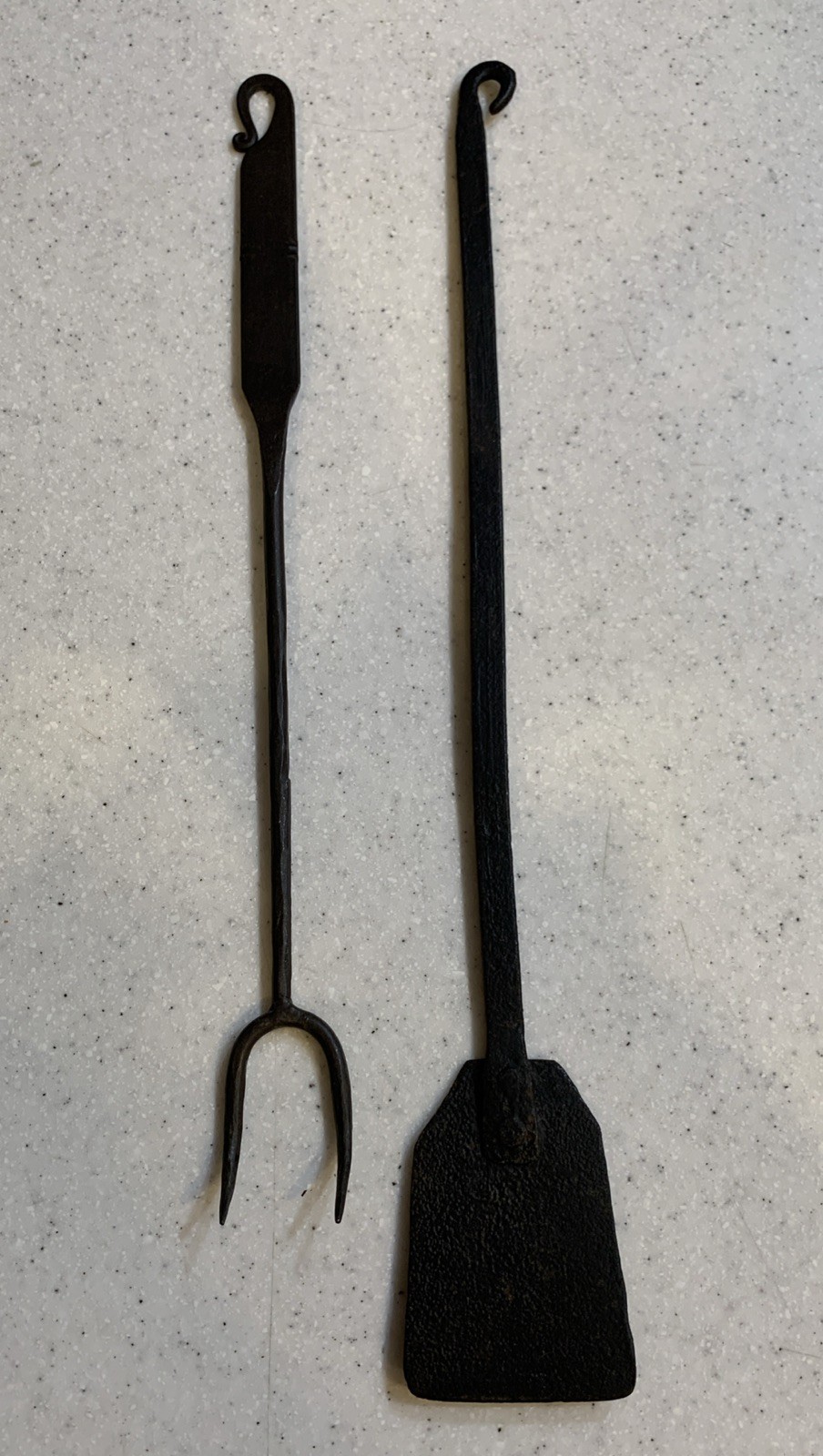 Vintage SMALL HAND FORGED IRON WROUGHT SPATULA & FORK~ Primitive~ Rustic Decor