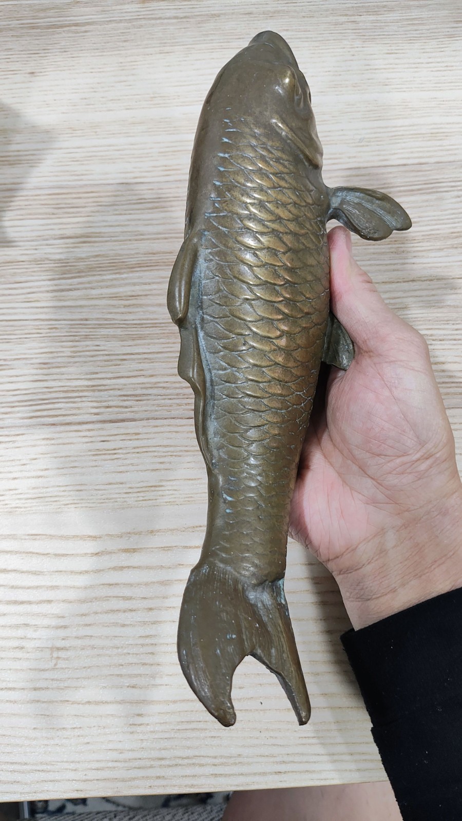 日本明治铜器锦鲤 Antique Japanese Meiji Copper Brass Koi Fish Figurine Statue Art Decor