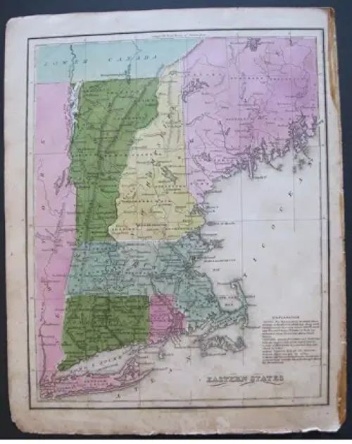 Roswell C. Smith 1835 Hand Colored Eastern States Antique Map | Original Antique