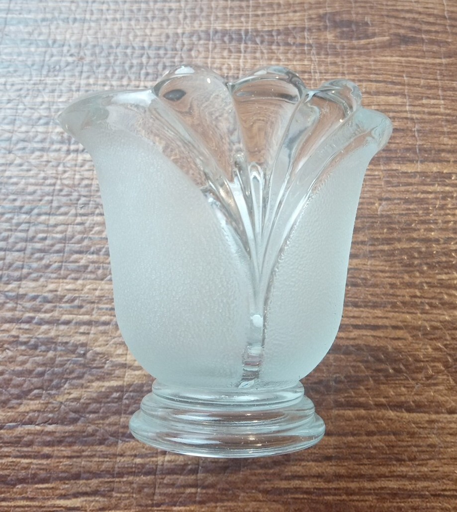Indonesia Crystal Clear Frosted Glass Tulip Votive Candle Holder Vase