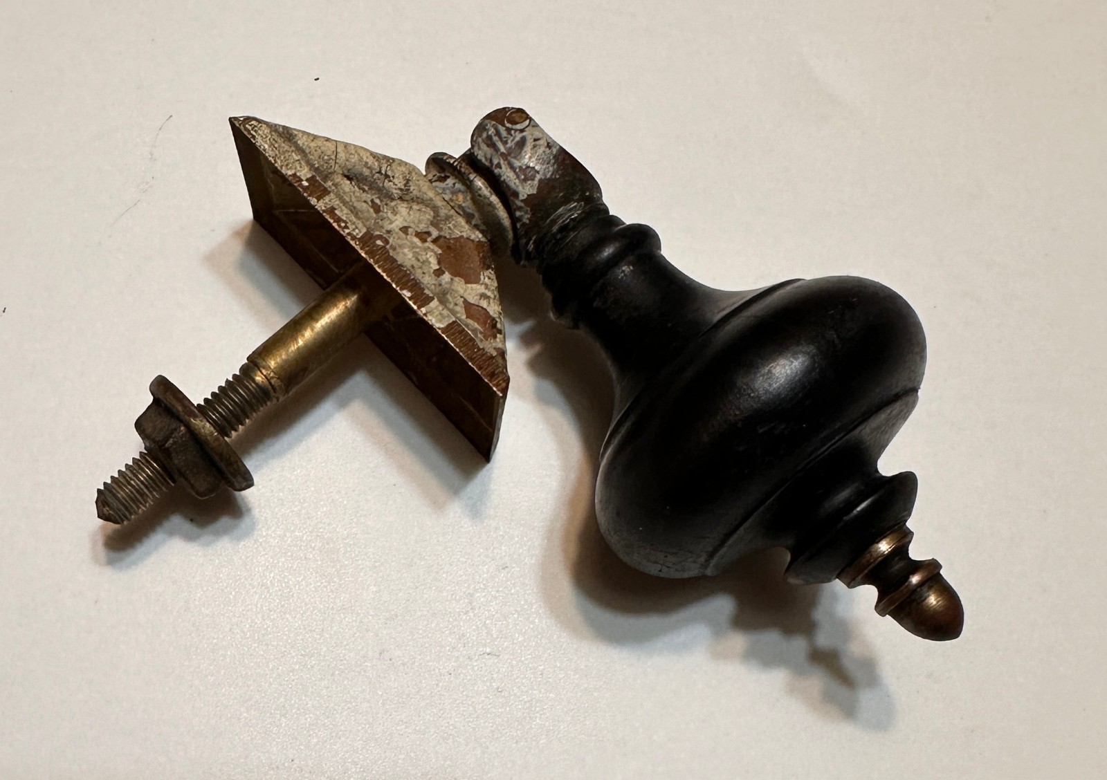 Antique Victorian Eastlake Teardrop Drawer Pull Brass & Ebonized Wood