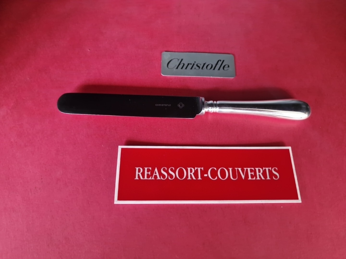 Table Knife 24.5 Cm Christofle Fidelio In Good Condition Silver Plated