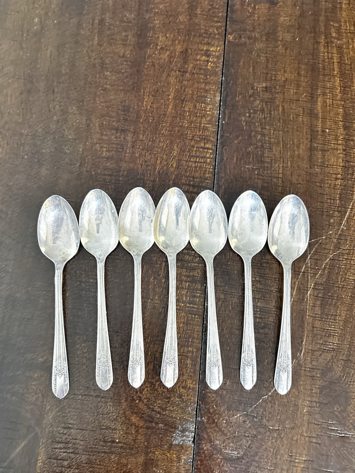 Ww Rogers Mfg Co Extra Silver plate Reflections Set Of 7 Teaspoons 1939