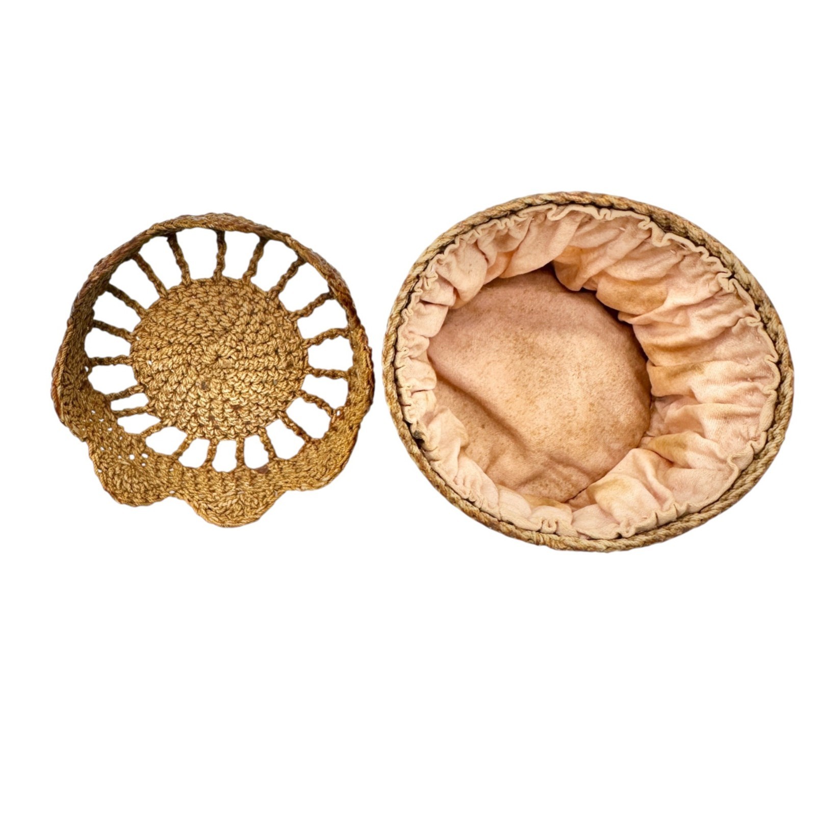 Braided Sailor Lidded Basket 19th Century Handcrafted Natural Materials 4×3 inch