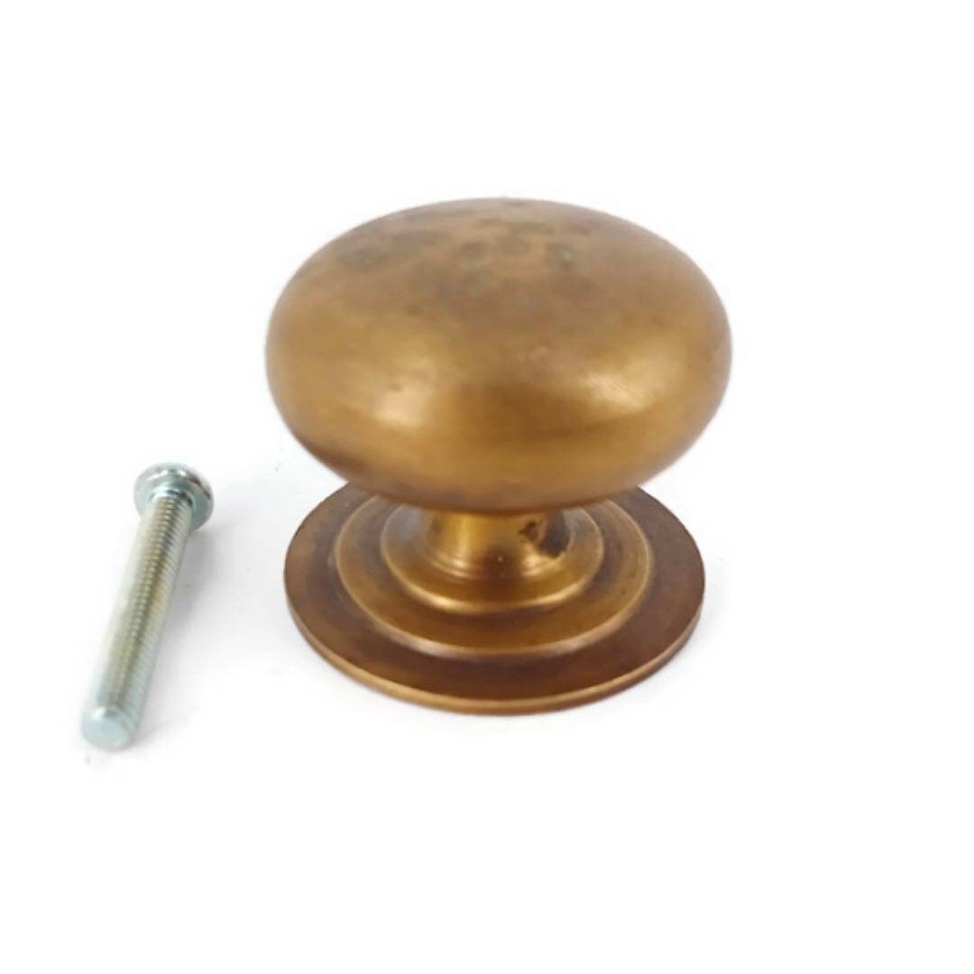 Set of 4 Solid Brass Knobs 1-1/2″ (38mm) Heavy Cabinet/Drawer Pulls — Duties Inc