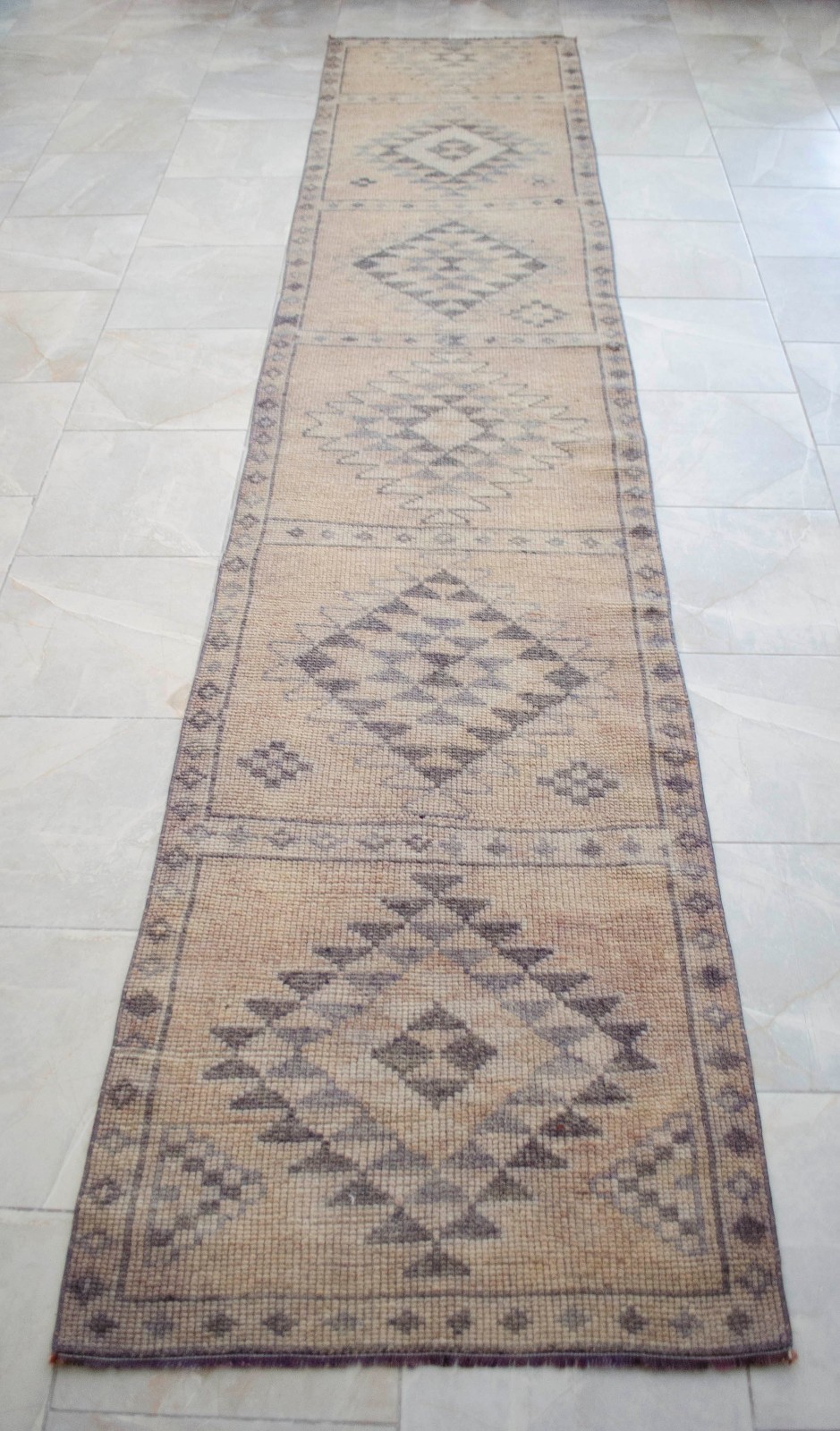 Turkish Runner Rug HandMade Wool Extra Long Hallway Rug Kitchen Decor 2.9×13.3ft
