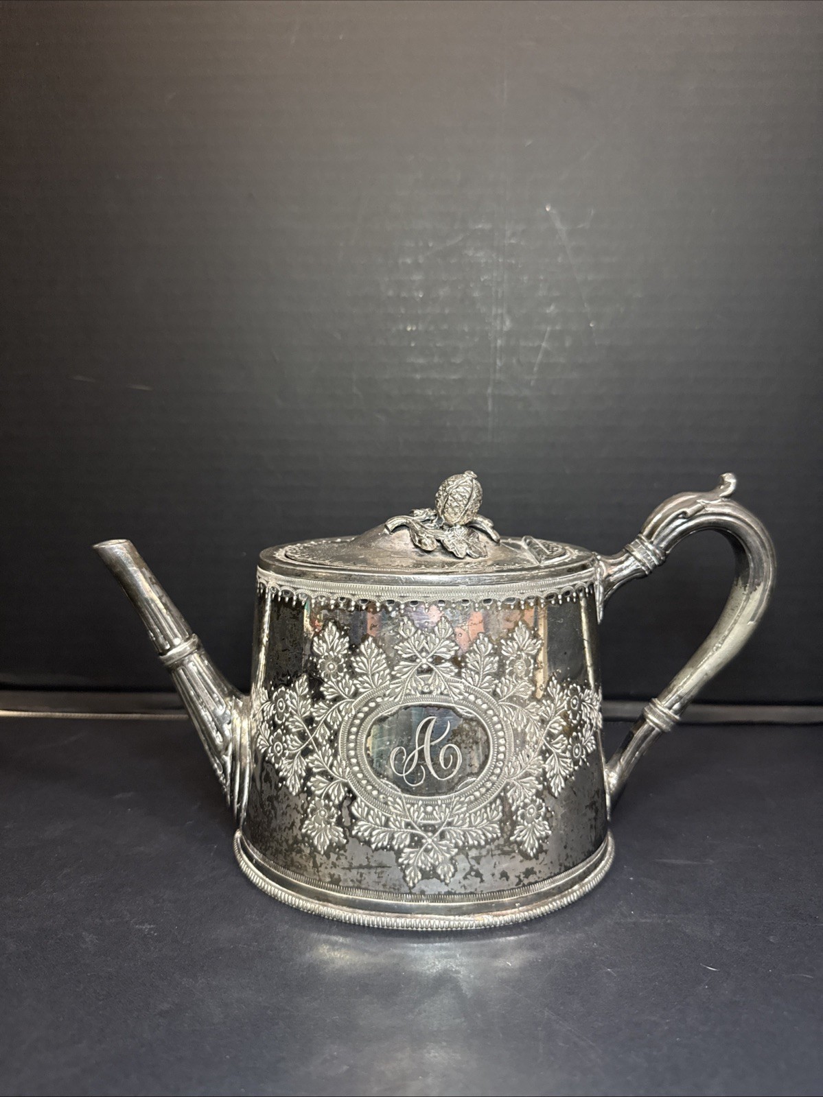 Atkin Brothers Sheffield Ornate Victorian Antique Teapot Vintage Monogram A