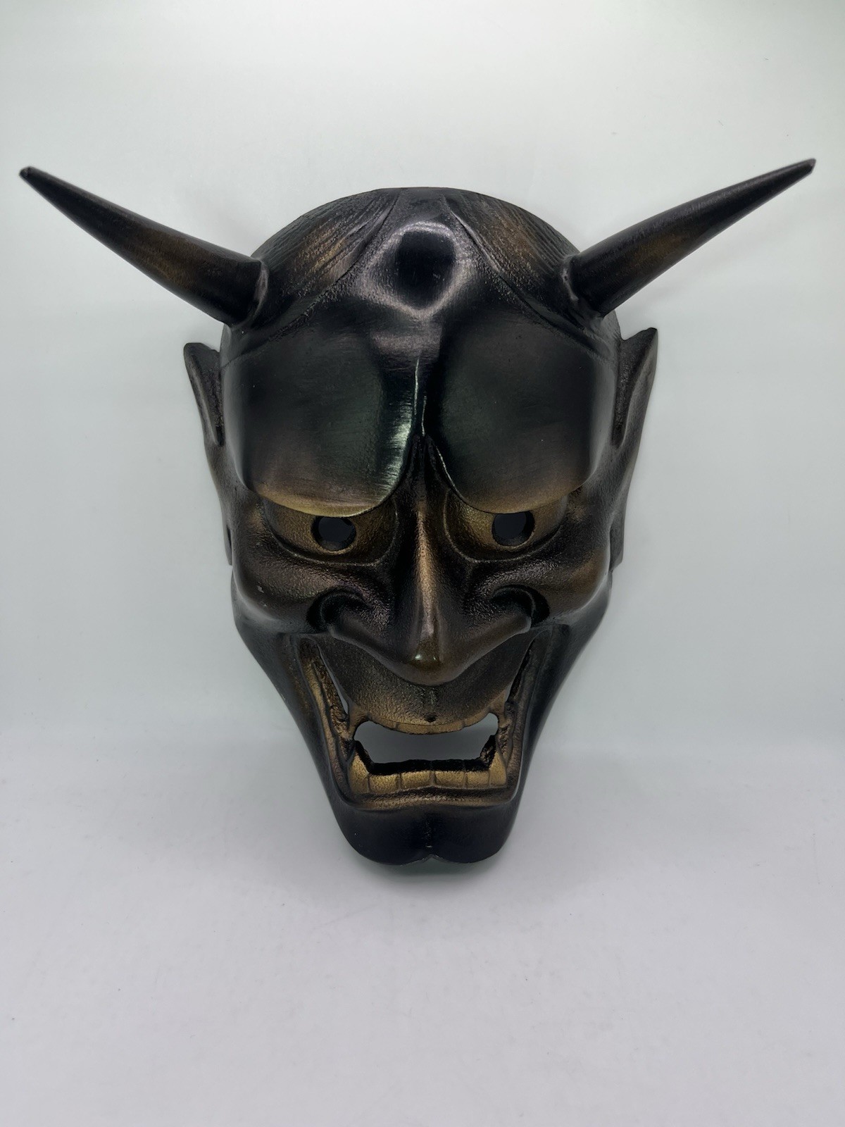 Vintage Japanese Iron Noh Hannya Iron Mask Takaoka-Doki Signed Collector’s 2.5lb