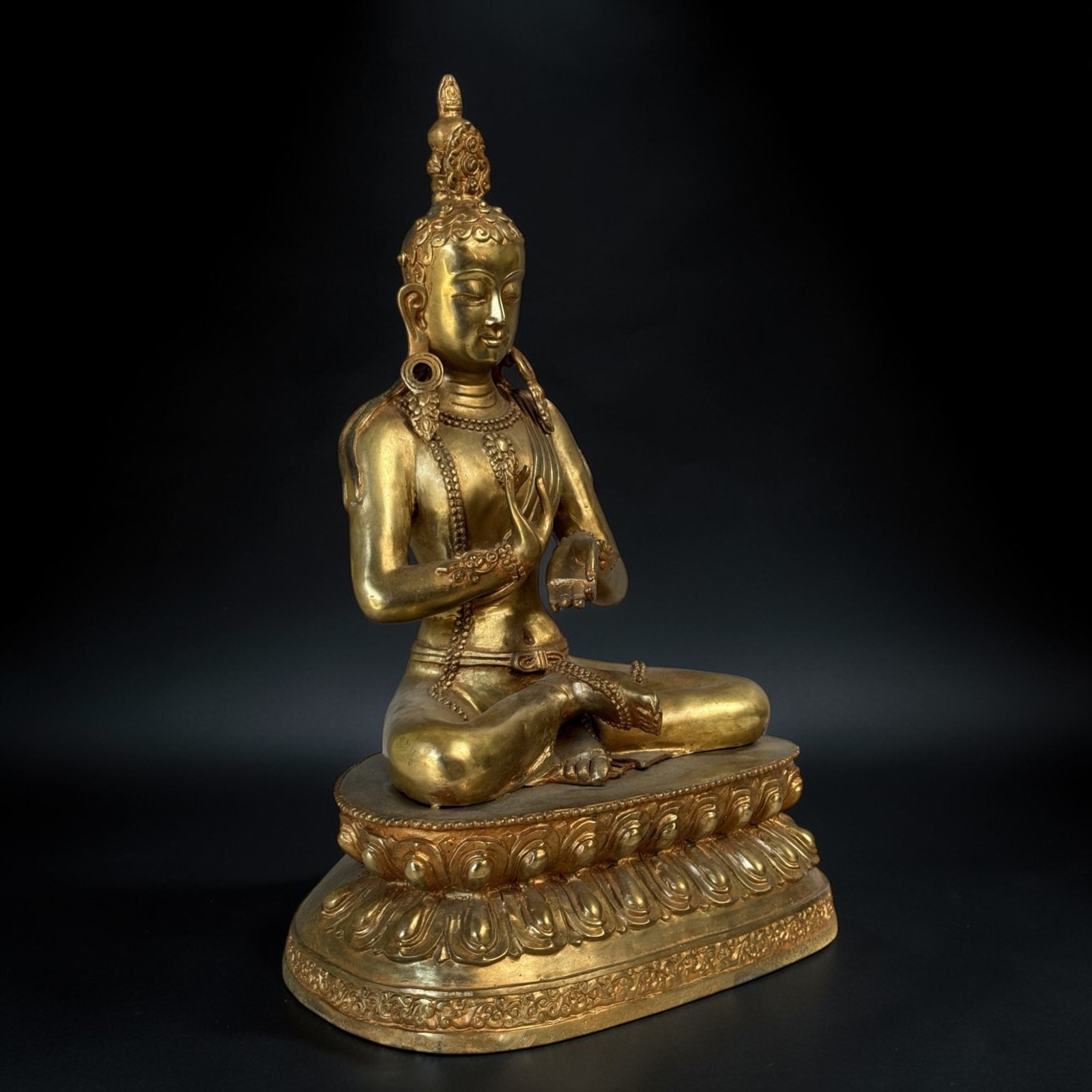 Bronze Buddha Statue – Dharmachakra Mudra – Tibet/China 45 cm