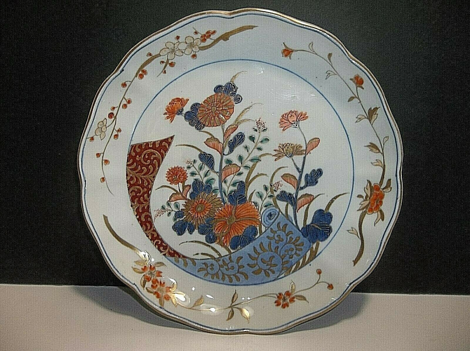 Antique Chinese Porcelain Bowl BLUE Red GOLD GILT