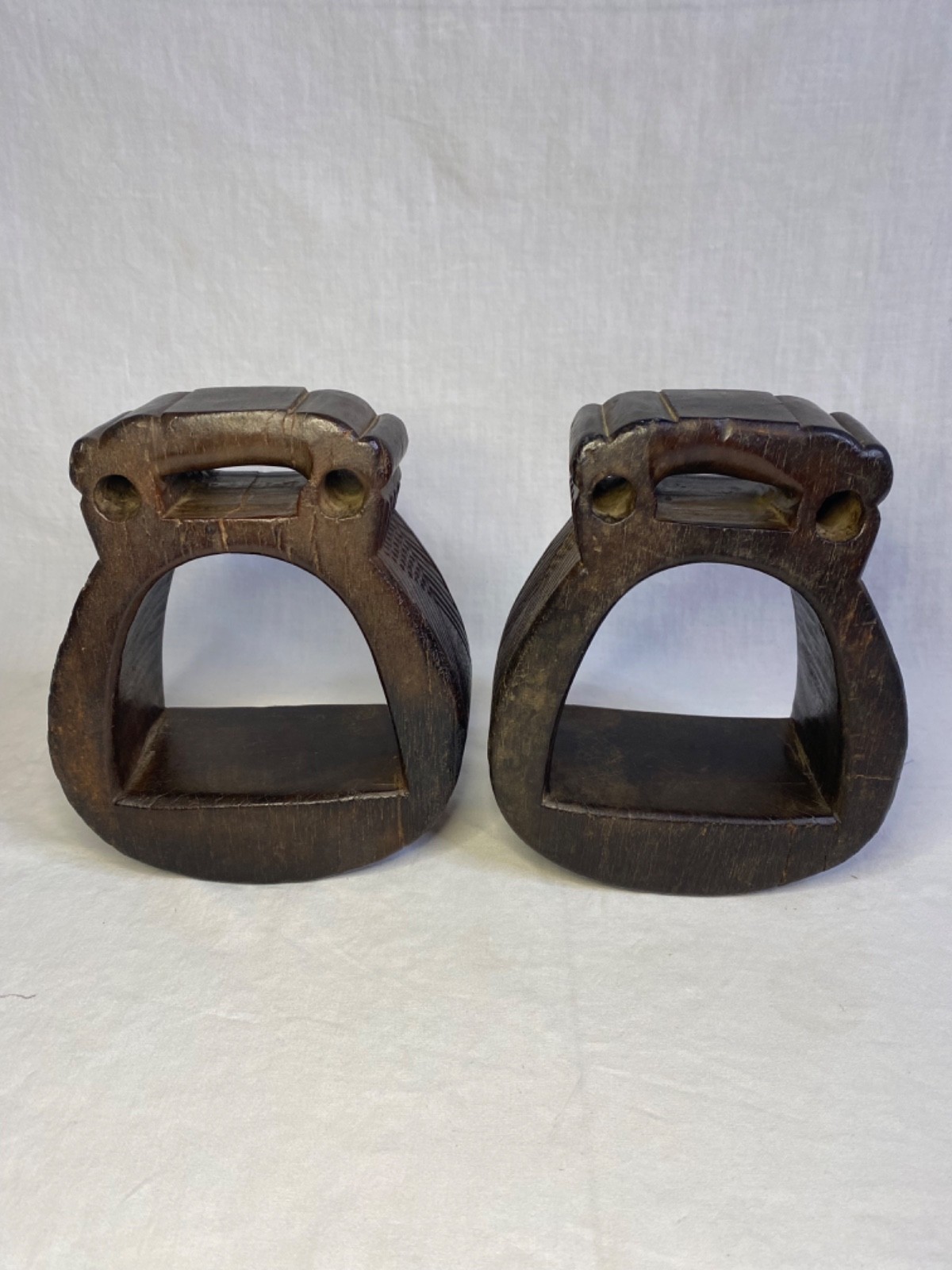 Pair of Mid-19th Century Wooden Hand Made Western Stirrups