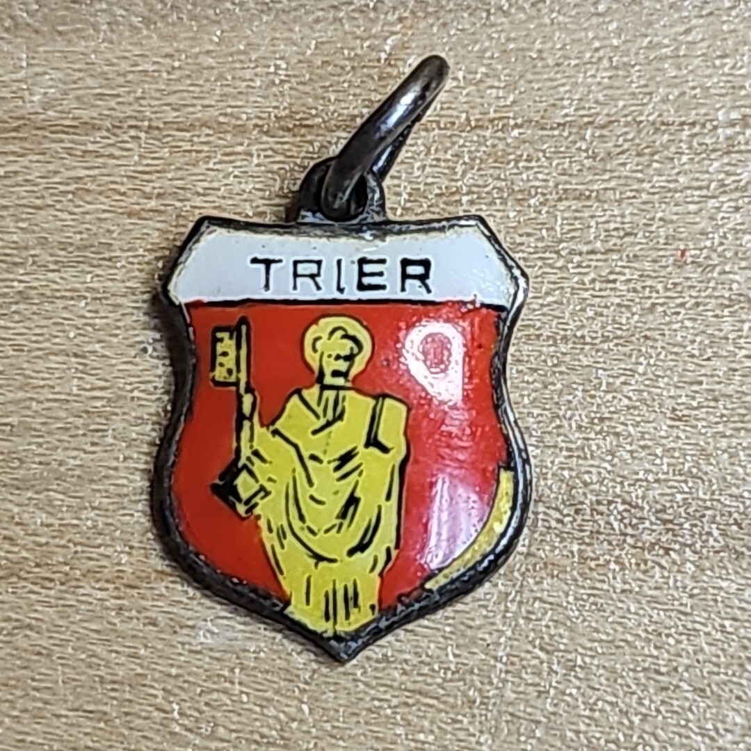 Antique German 800 Silver Trier Coat Of Arms Enamel Charm X246