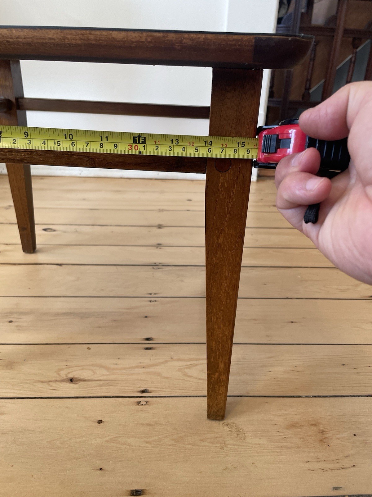 Vintage Lane Sequence Walnut Side Table MCM Black Laminate Top 1963
