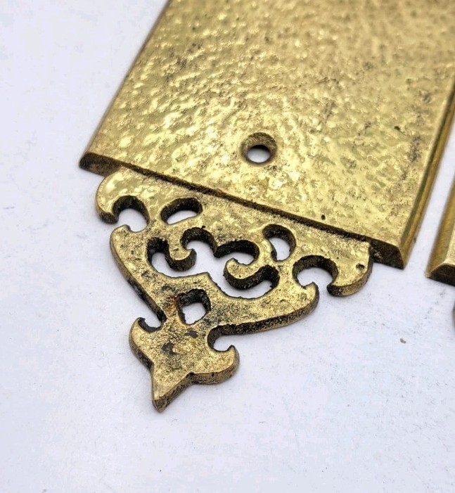 Vintage Door Push Plates Old Cast Brass Finger Push Plate Hardware Pair