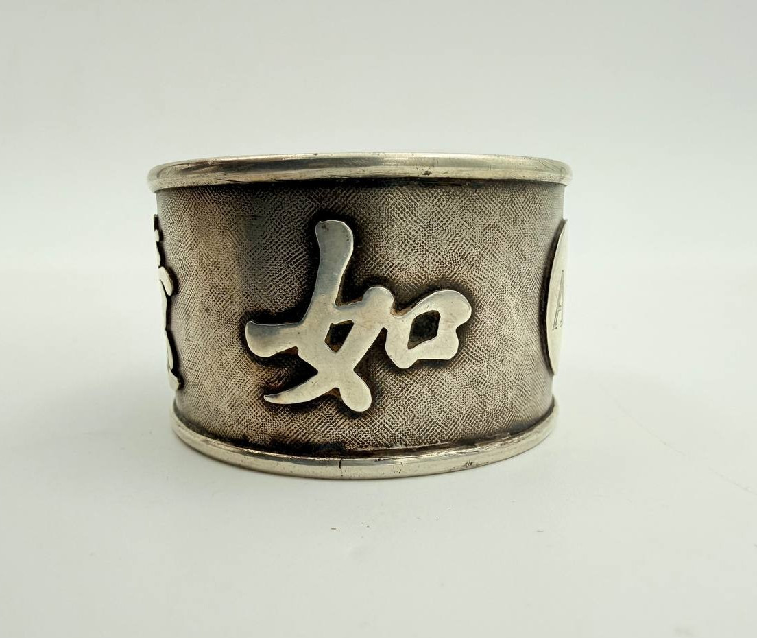 Silver Napkin Ring Chinese Export Hand Engraved AAA Characters c1880 28g