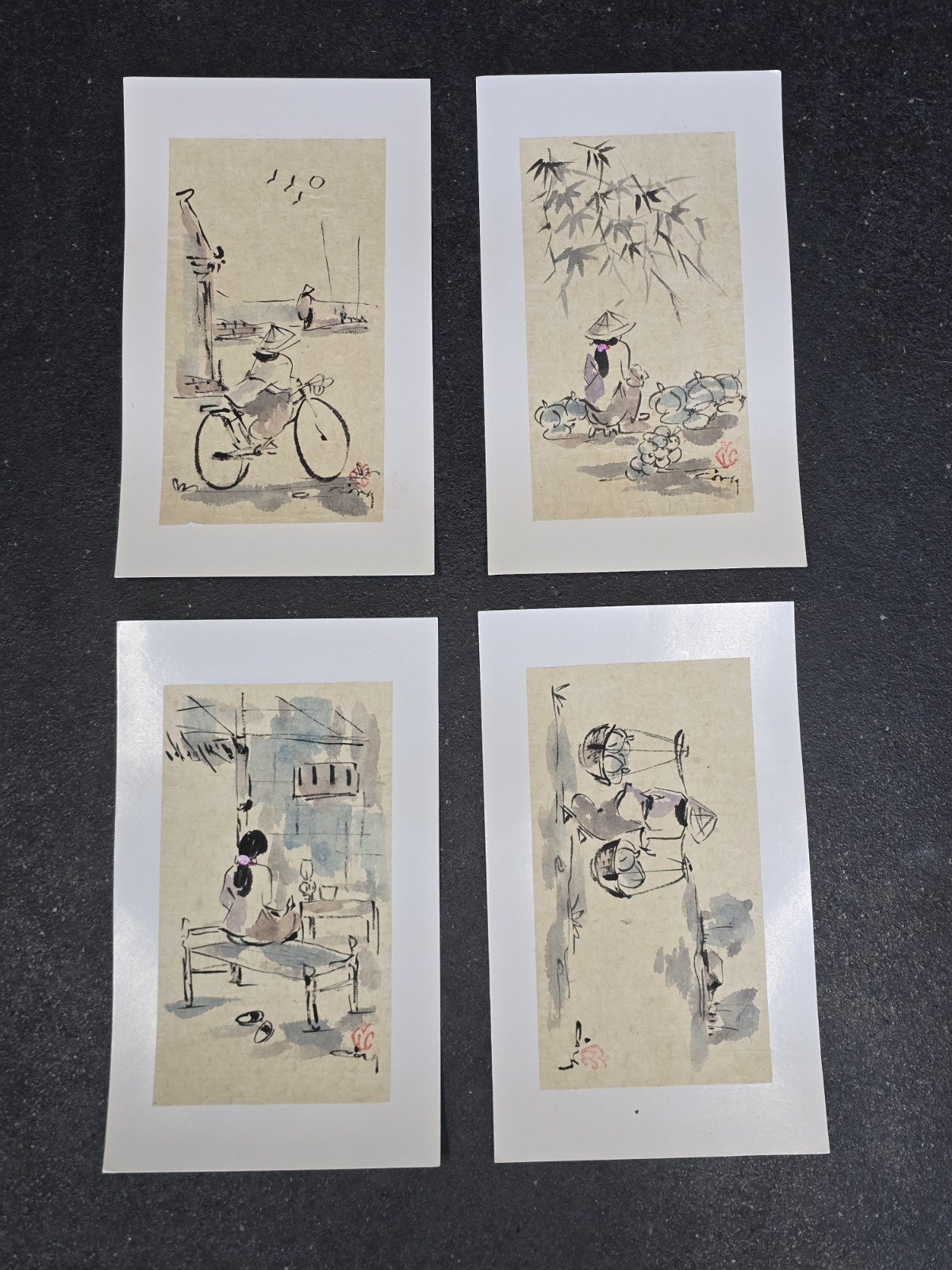 VINTAGE Japanese watercolor paintings Art Simplistic