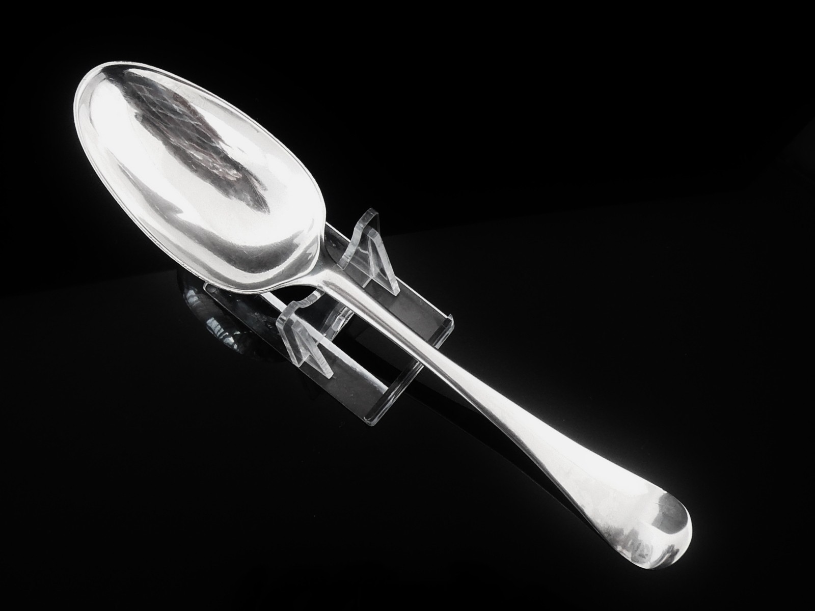 Antique Sterling Silver Serving Spoon, London 1763, C.H Lost Registry Maker