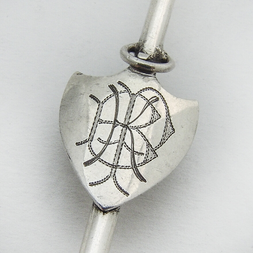 Dolphin Olive Spoon Spear Handle Gorham Sterling Silver 1870 Mono KBP