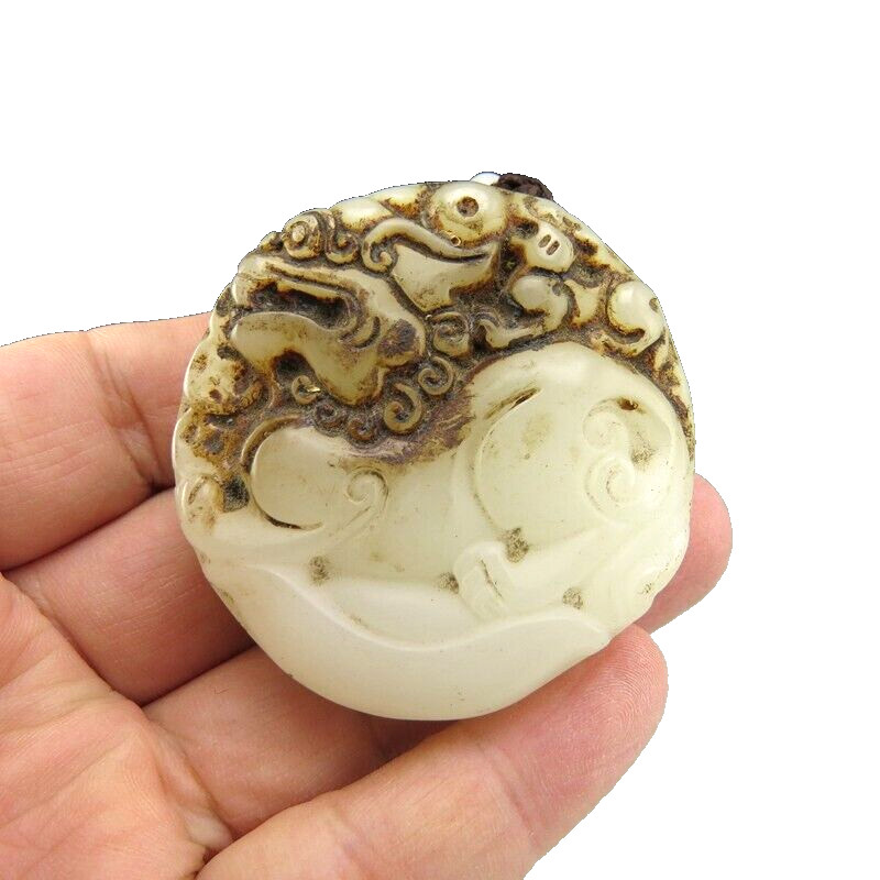 Chinese old jade, collectibles,Hetian jade,White jade,rare kirin ,pendant F(229)