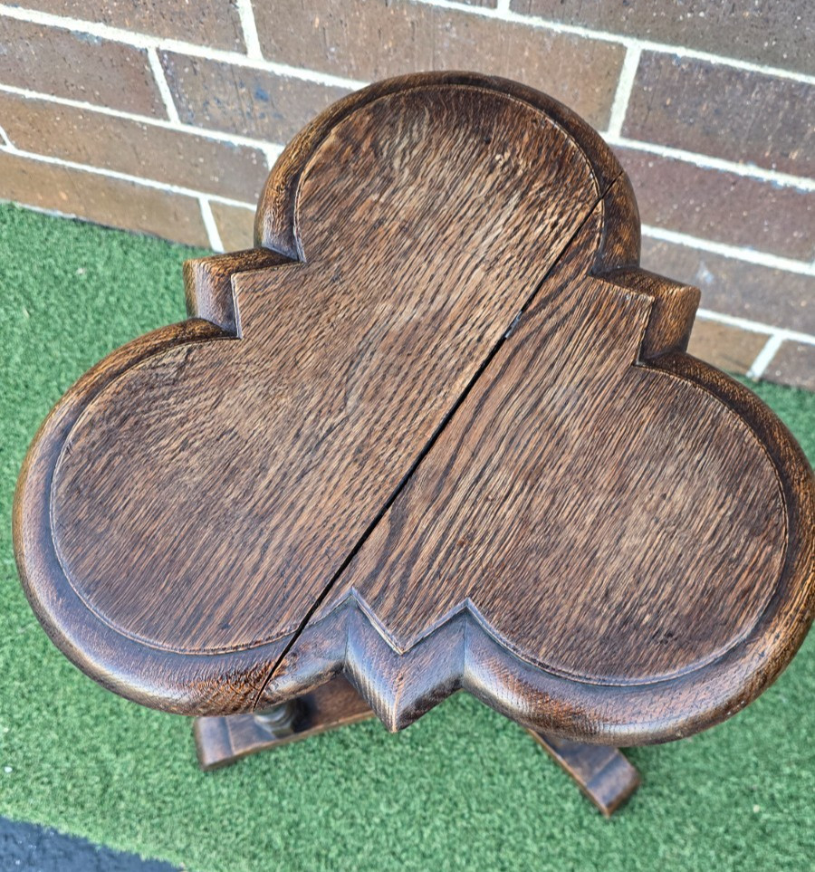 Antique Trefoil Table in Solid Oak British Victorian Free Shipping