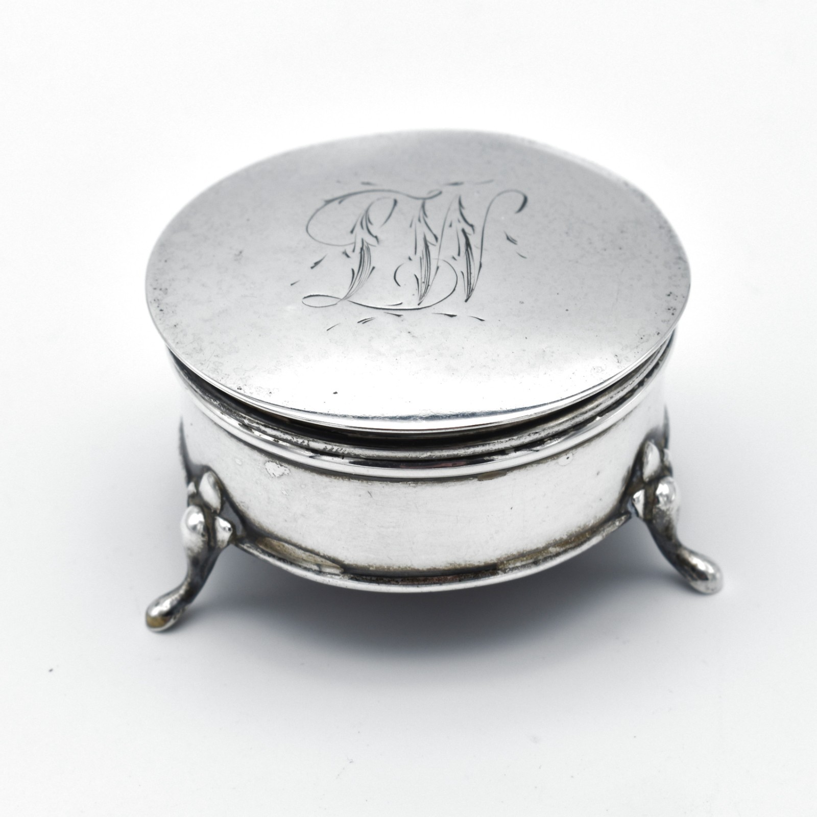 Antique Solid Silver Jewellery Box Trinket Box On Legs 1915 Pearce & Sons Leeds
