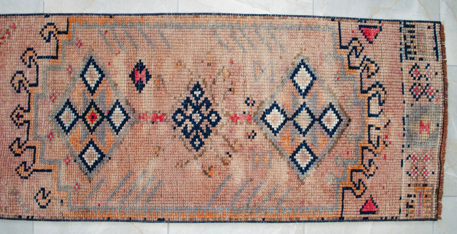 Hand-Knotted Turkish Runner Long Narrow Hallway Rug Kitchen Decor 2×13 ft approx