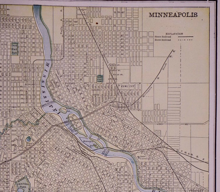 Antique 1891 Map ~ City of Minneapolis, Minnesota – 11×14