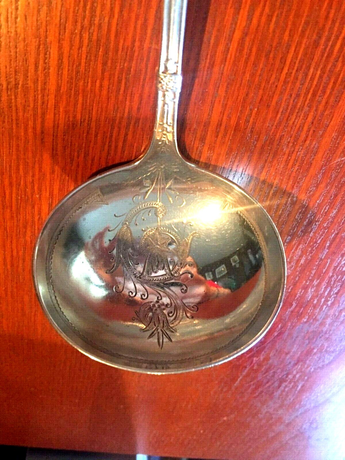 GORHAM Whiting Arabesque Sterling 7 1/4 ” Gravy Ladle Bright Cut Bowl & No Mono