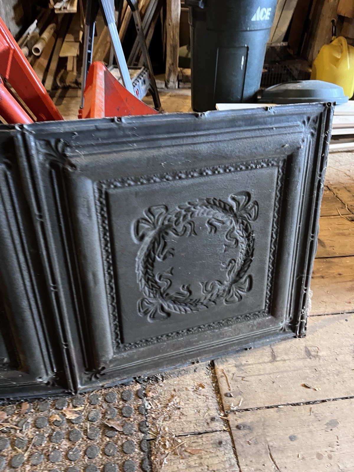 Antique Pressed Tin Ceiling Panel 6’ LONG, 1880’s Architectural Salvage White