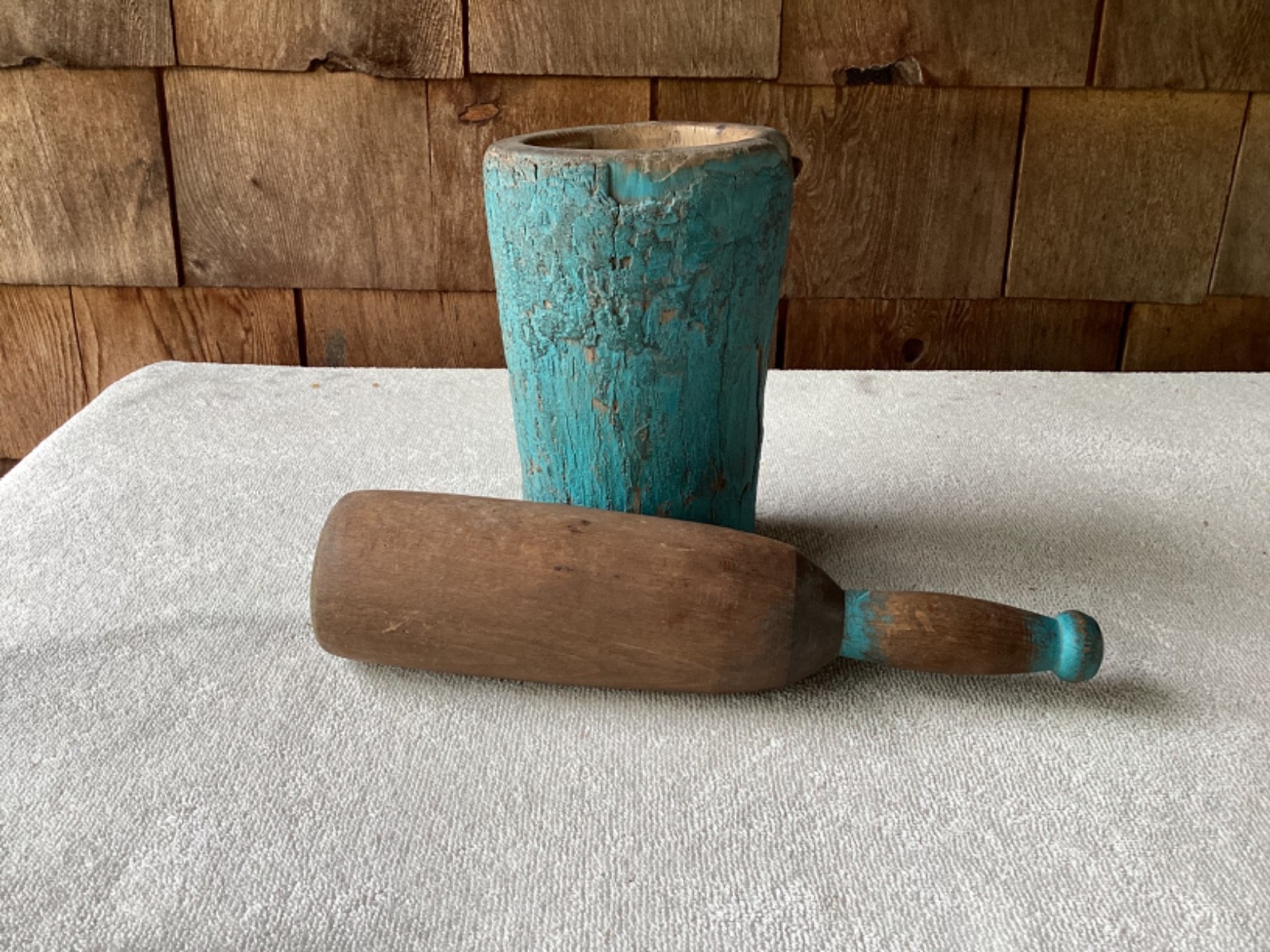 1800’s Mortar and Pestle Gorgeous Blue 7 1/2″