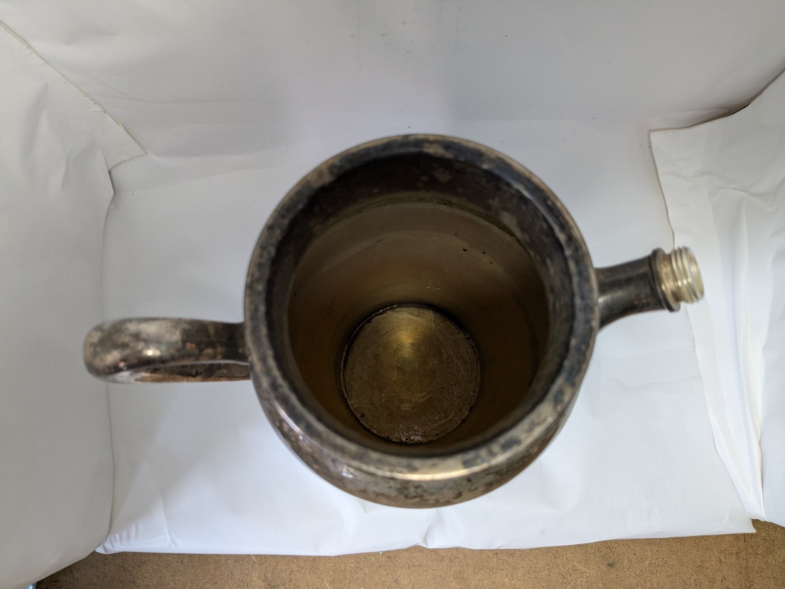 Academy Silver on Copper Pitcher w Screw On Spout Cap 8.25” Tall