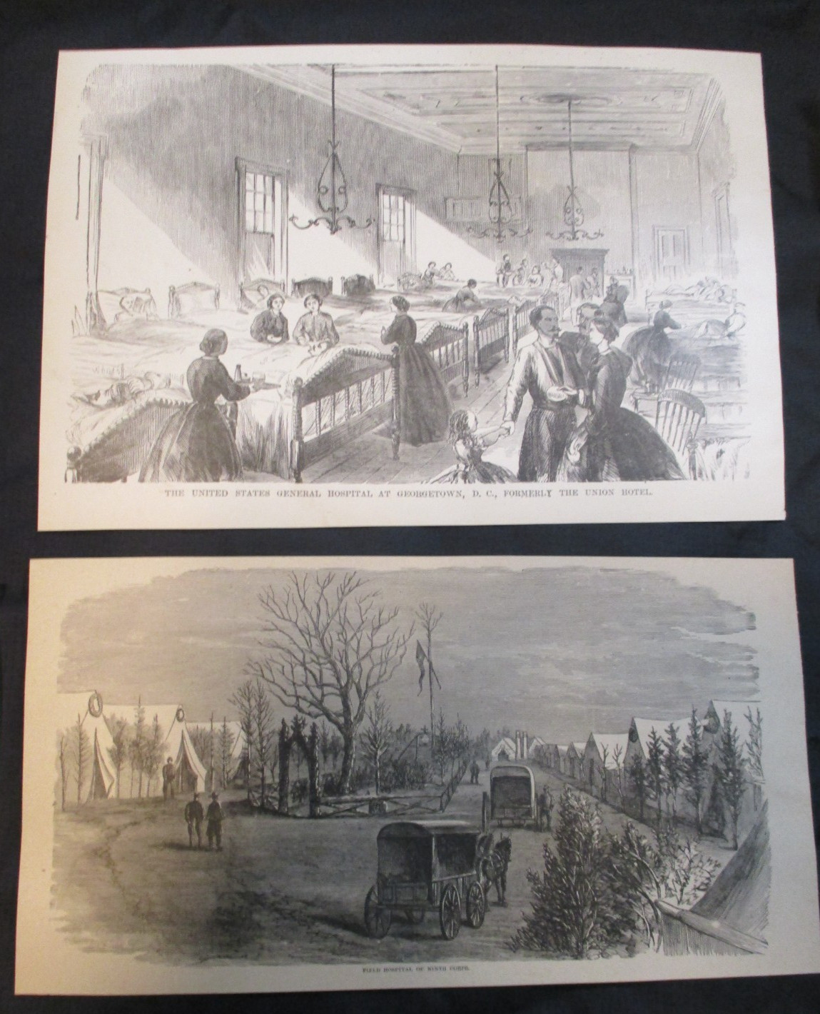 7 1884 Civil War Prints of Union Hospitals, Nurses, Surgeon’s, Medical Doctors