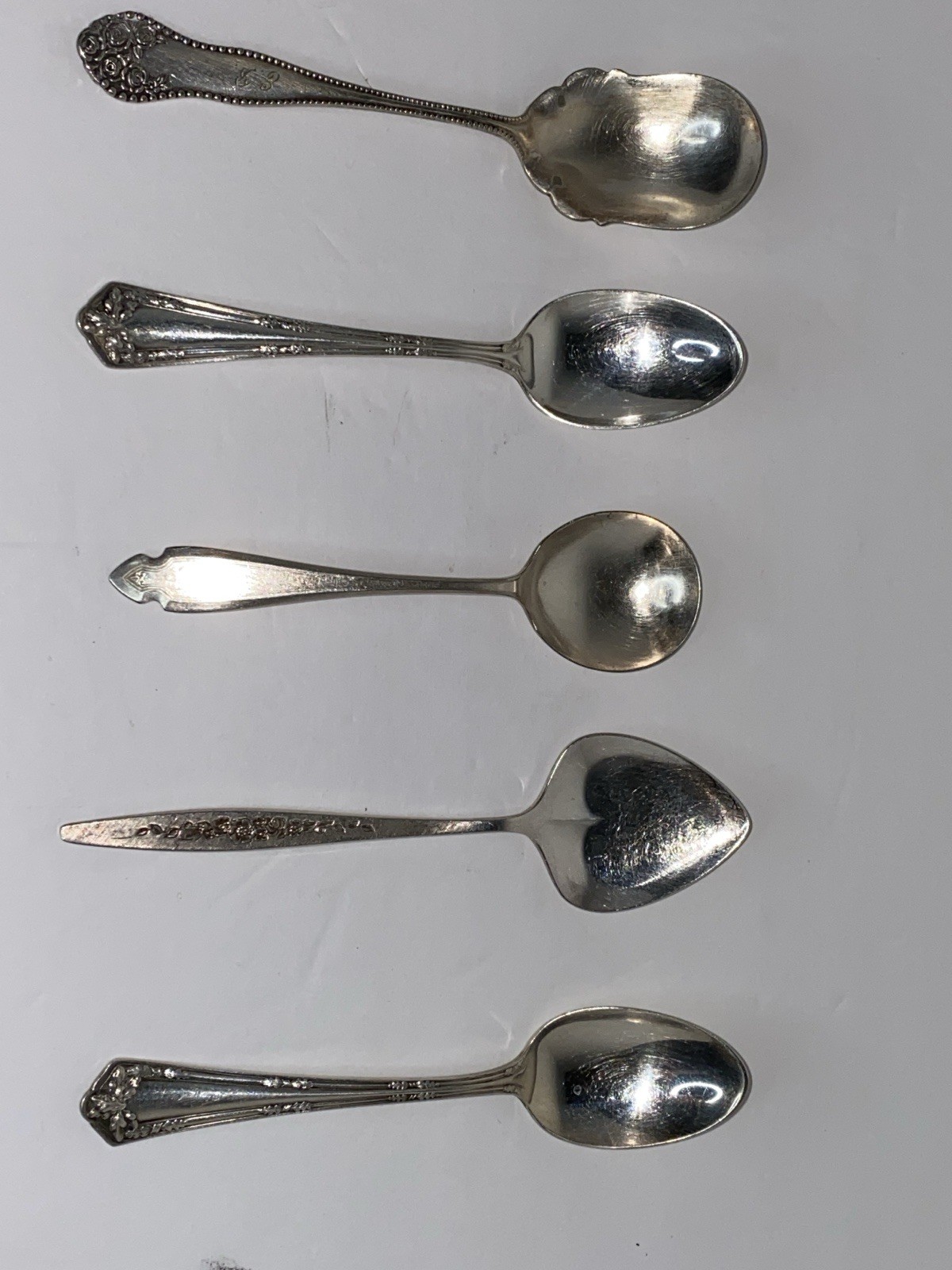 Set Of Five Mixed Silver Plated Spoons Priced To Sell