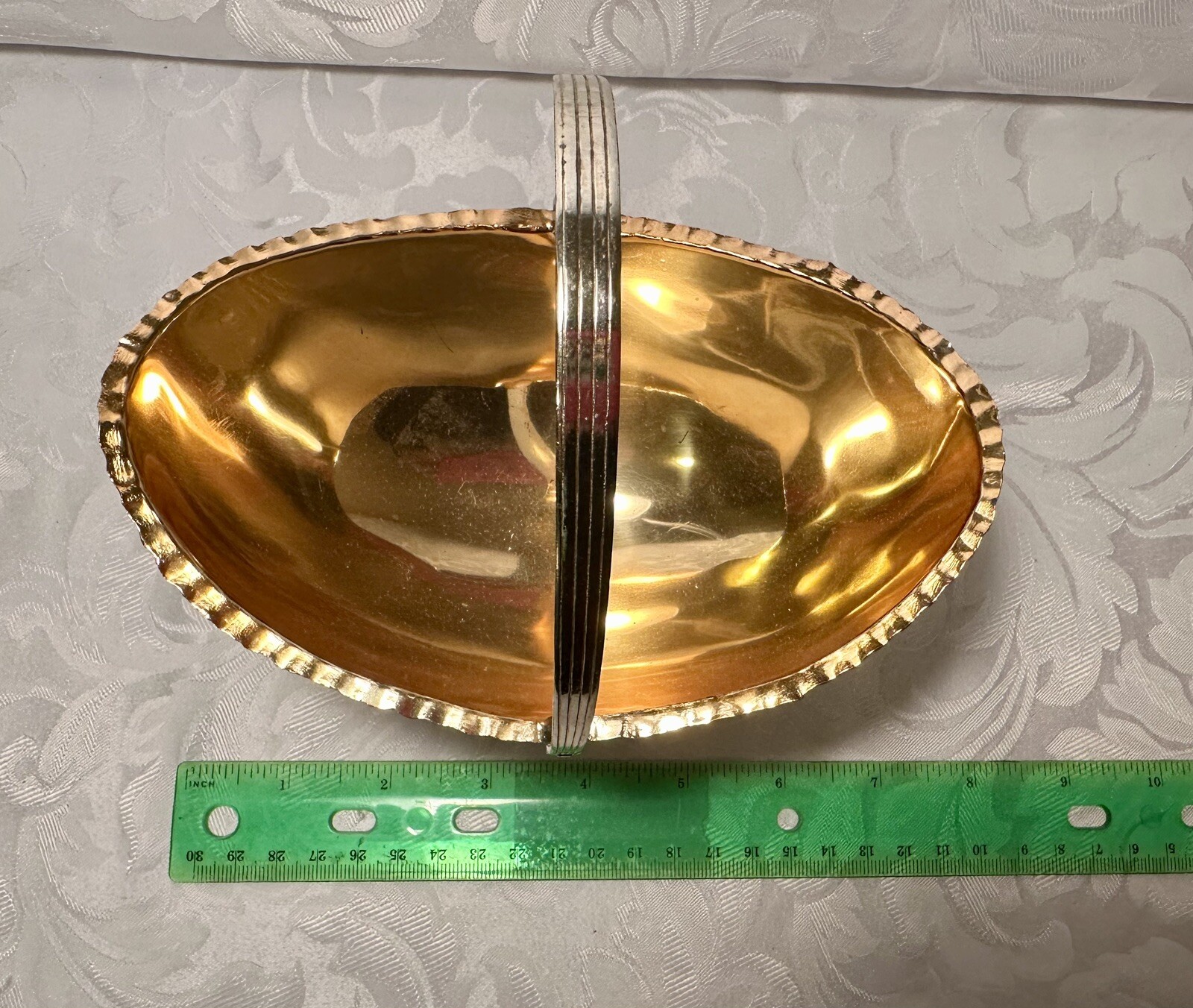 Ornate Silver Plated Engraved Bowl with Floral Scroll Design & Hallmarks