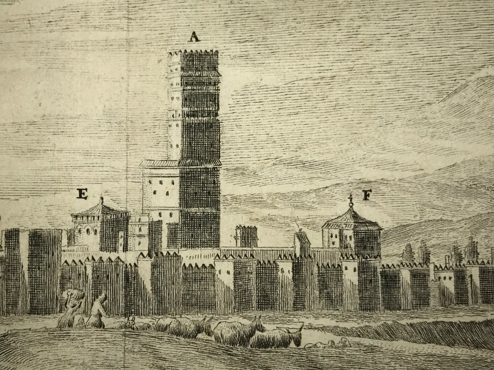 MARRAKECH MOROCCO 1677 DAPPER LARGE RARE ANTIQUE ENGRAVED VIEW 17TH CENTURY