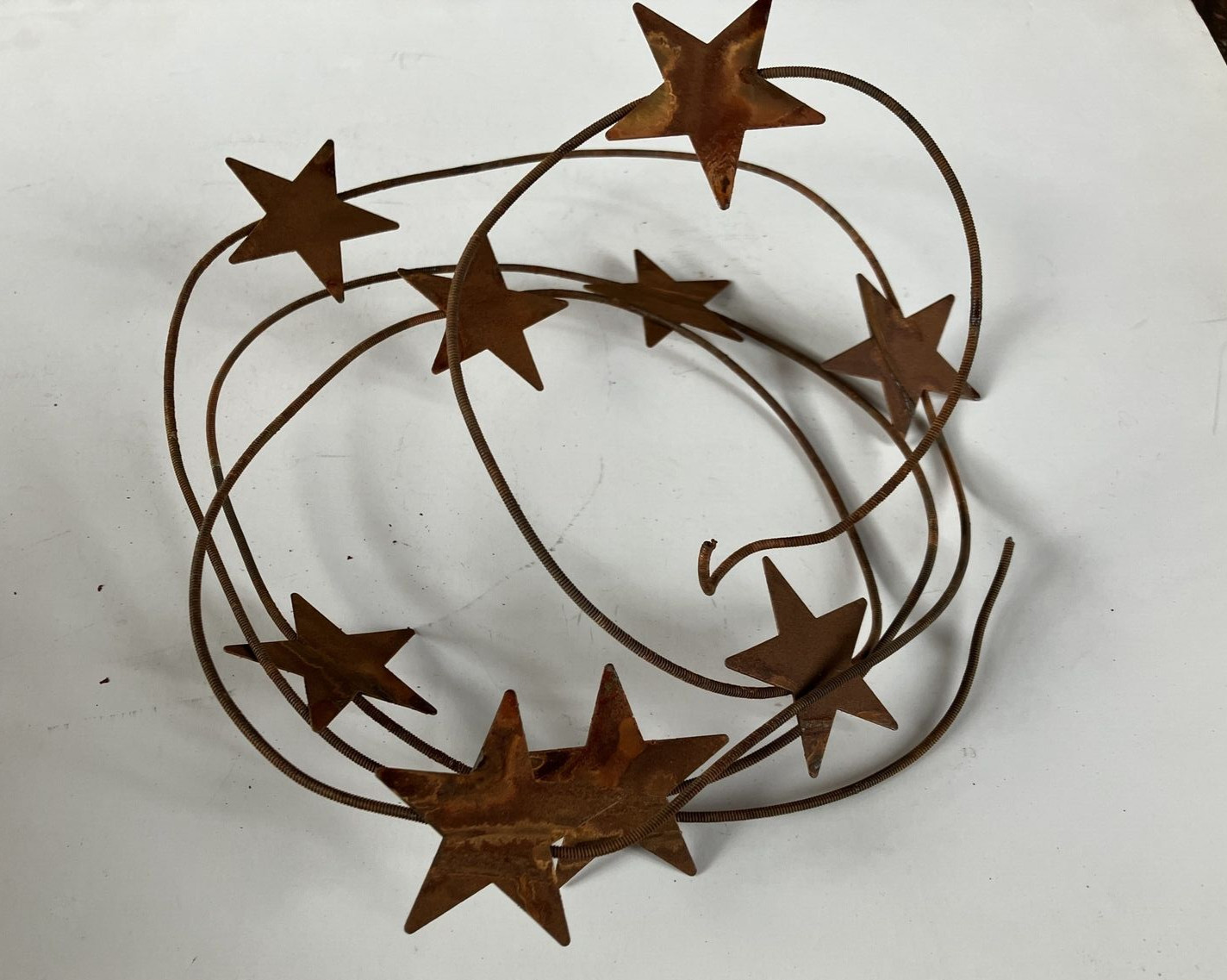 Primitive Rusty Wire Metal Barn Star Garland 6′ Feet 1.75″ Stars Craft Wedding