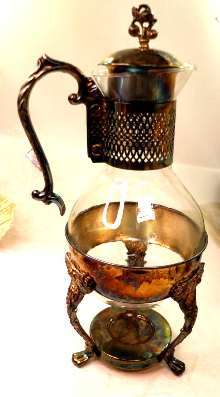 English Silver Manufacturing Corp. 15″ Glass Coffee Pot with Warmer Mint