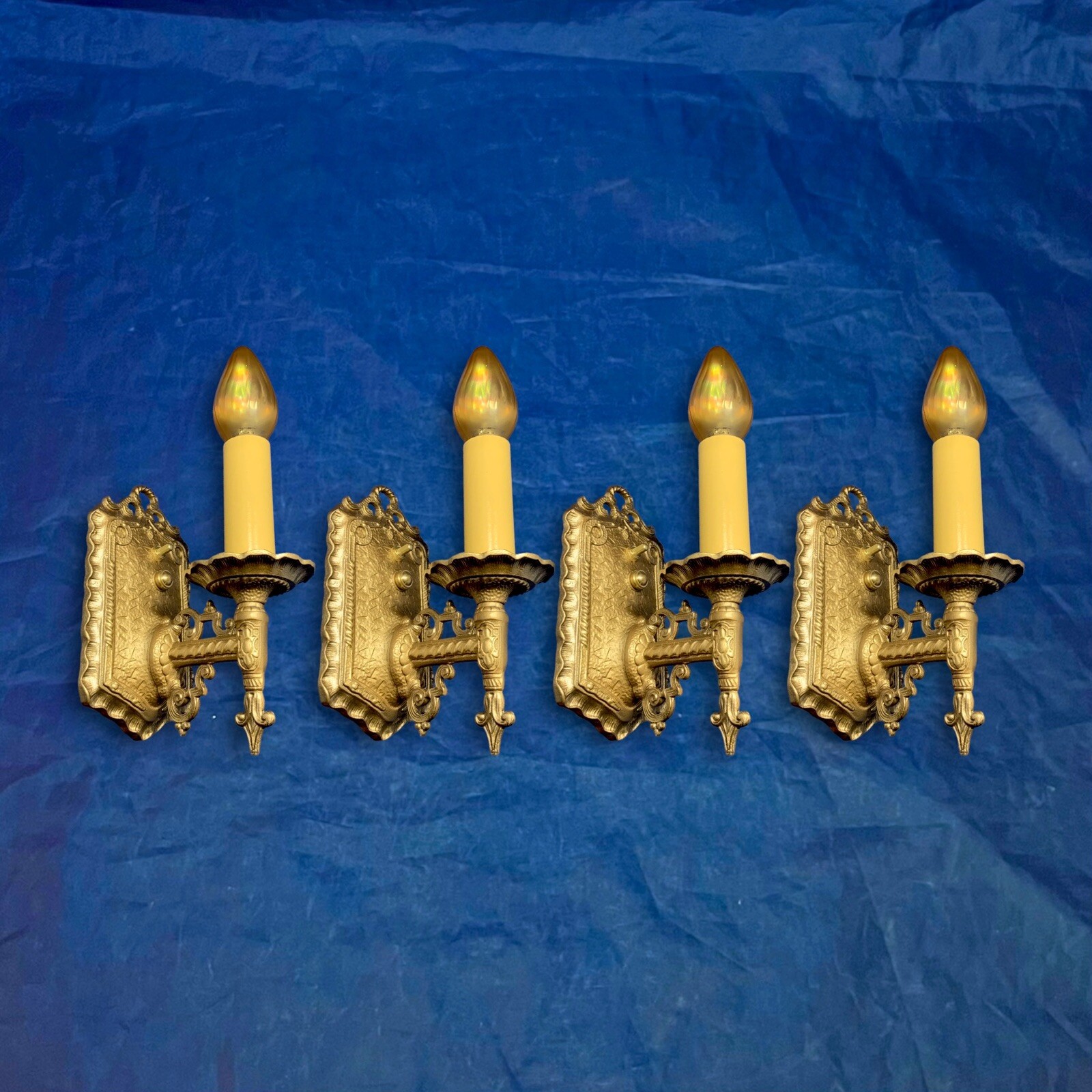 Set Of 4 Four Antique Art Deco Markel Sconces Rewired Lot WOW 46E