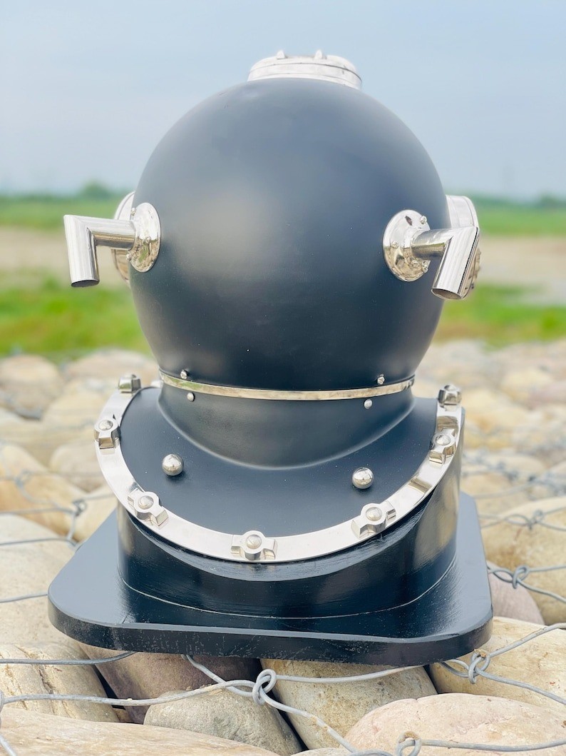 Black US Navy Mark V Diving Helmet | Deep Sea Scuba Diver Replica | Boston Nauti