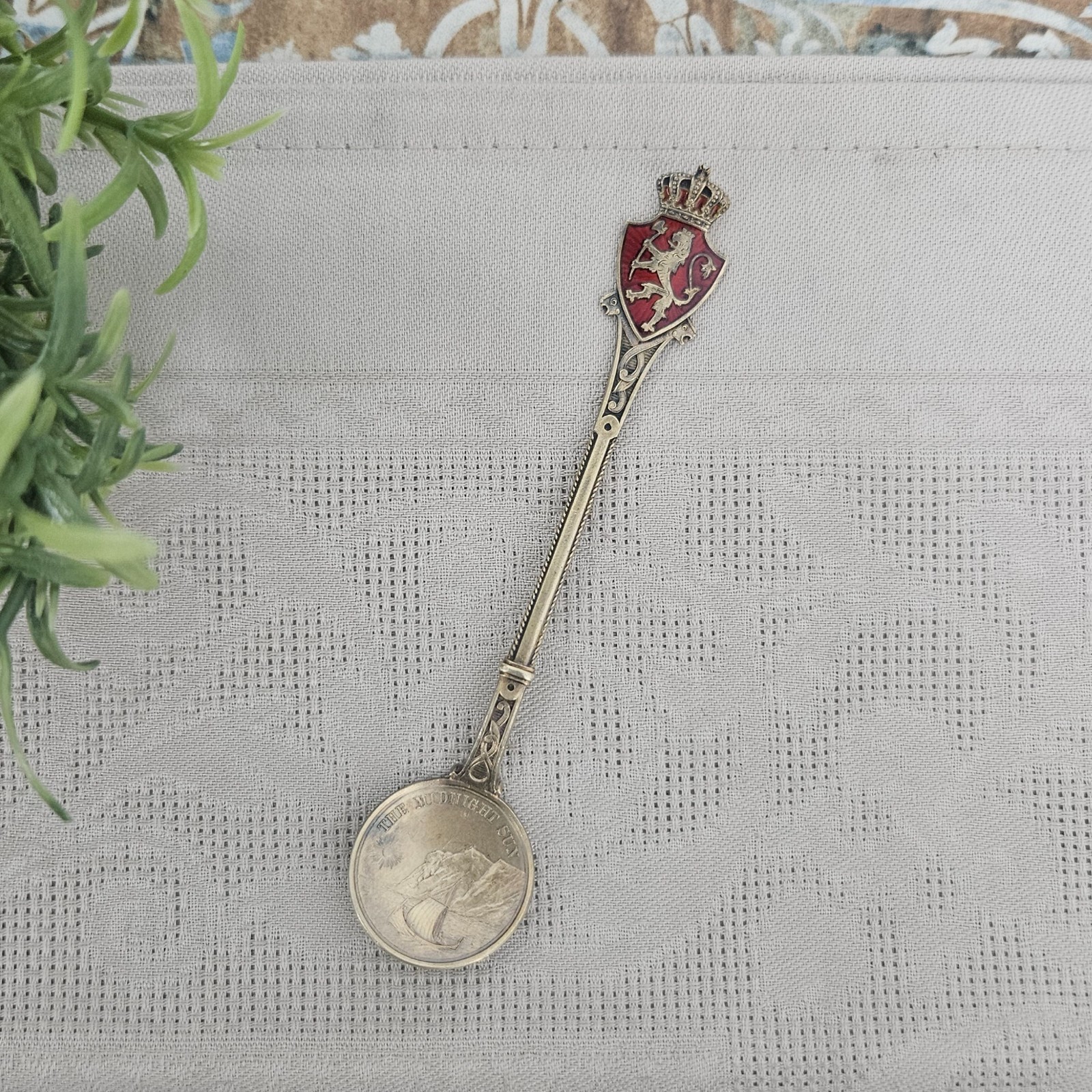Vintage Sterling Silver Souvenir Spoon, The Midnight Sun, Norway Marius Hammer