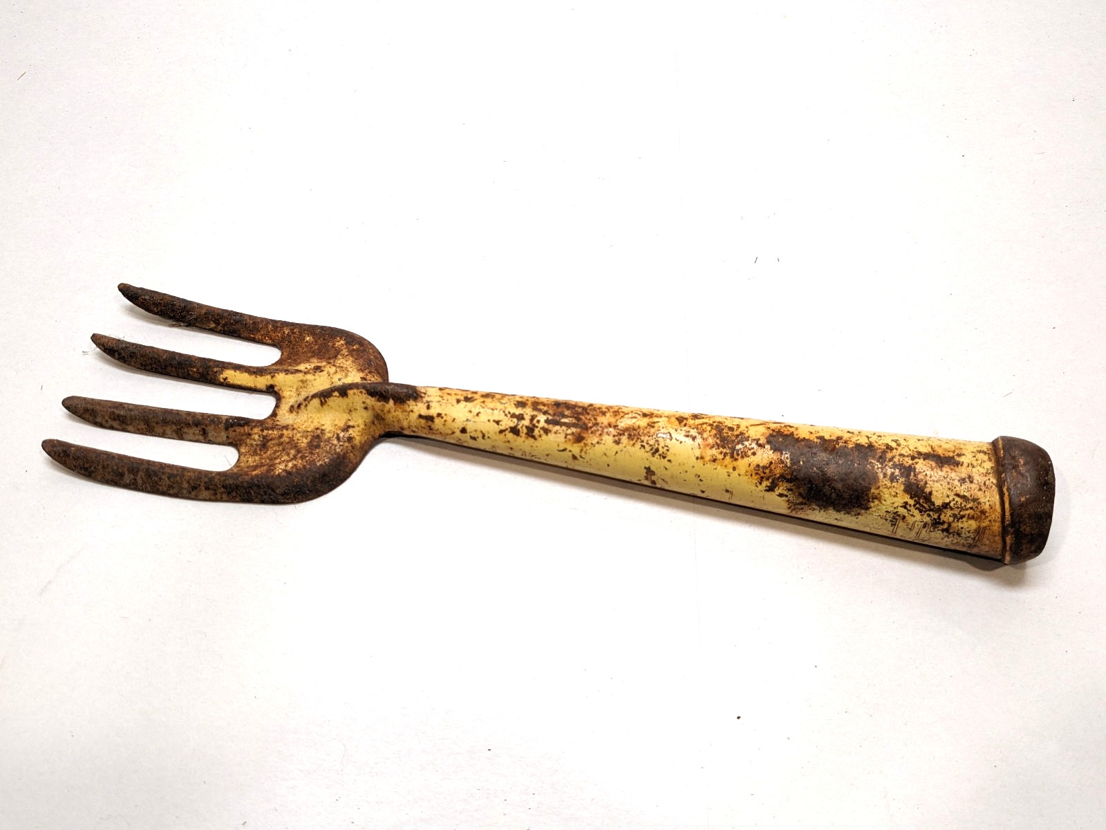 Metal Yellow Garden Tool Fork Vintage- 13″ Long Rustic