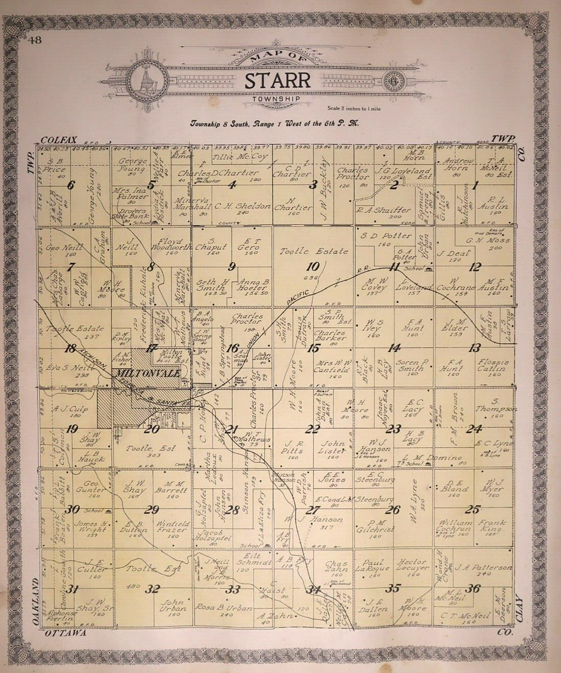 (Lg15x17) ~ 1917 Plat Map ~ STARR Township, CLOUD County, KANSAS ~ Free S&H
